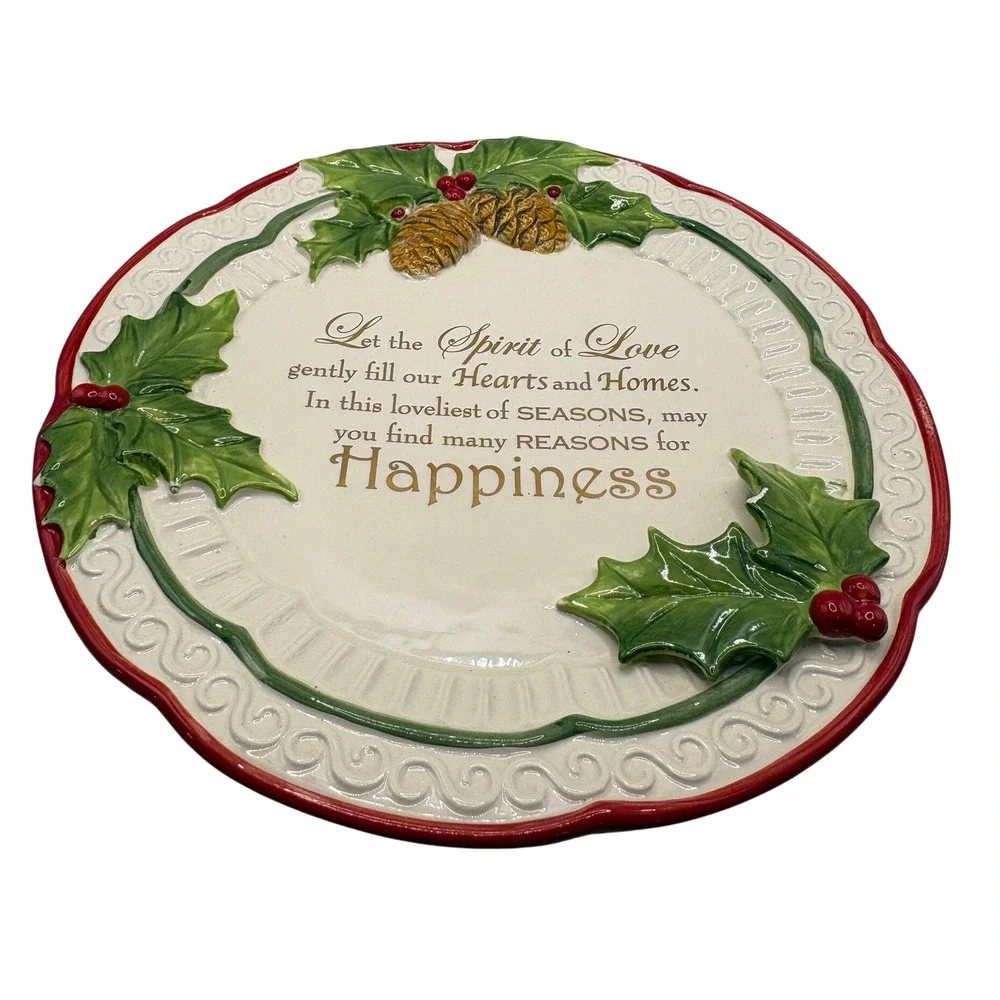 Cracker Barrel Season of Peace Christmas Cake Plate 11.5